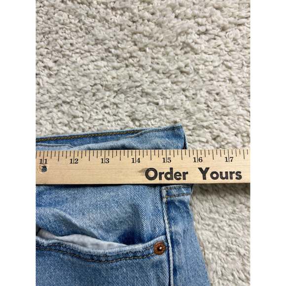 Levis Jeans Womens 31 Light Blue Denim Button Fly Stretch Raw Hem Straight 31x26 - Picture 8 of 11